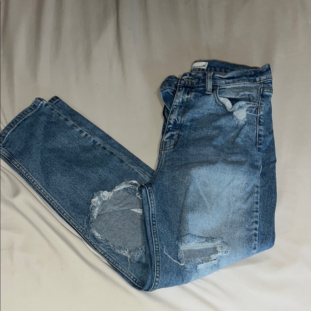 Distressed Blue Jeans